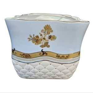 Vintage Crosscill Home Napoleon Ceramic Tumbler for Bathroom with Golden Hobnail